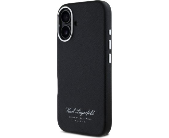 Karl Lagerfeld Grained PU Hotel RSG Case Aizsargapvalks priekš iPhone 16 / melns Neoriģinālie Maciņi