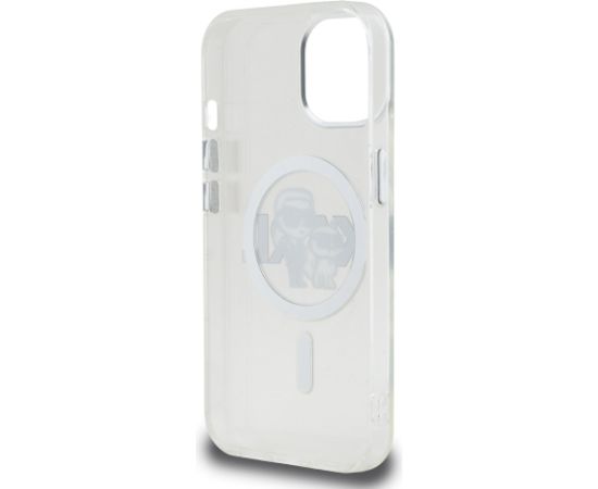 Karl Lagerfeld IML Glitter Karl and Choupette Sketch MagSafe Case Aizsargapvalks priekš iPhone 15 / caurspīdīgs Neoriģinālie Maciņi
