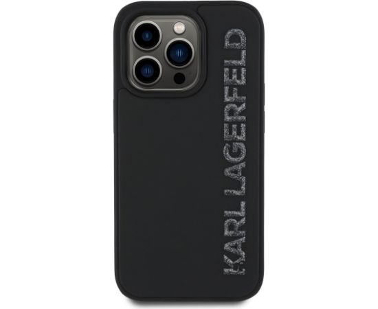 Karl Lagerfeld 3D Rubber Glitter Logo Case Aizsargapvalks priekš iPhone 14 Pro / melns Neoriģinālie Maciņi