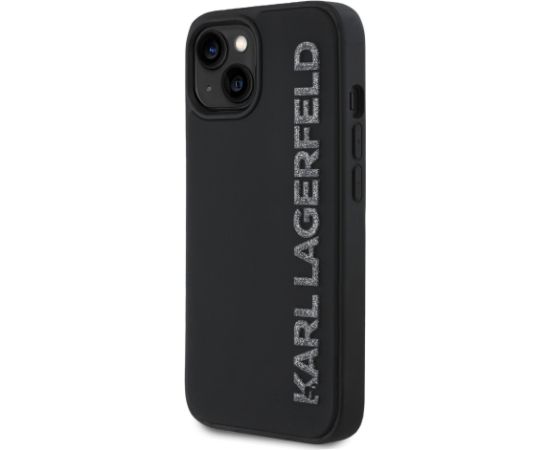 Karl Lagerfeld 3D Rubber Glitter Logo Case Aizsargapvalks priekš iPhone 14 / melns Neoriģinālie Maciņi