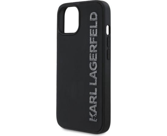Karl Lagerfeld 3D Rubber Glitter Logo Case Aizsargapvalks priekš iPhone 14 / melns Neoriģinālie Maciņi