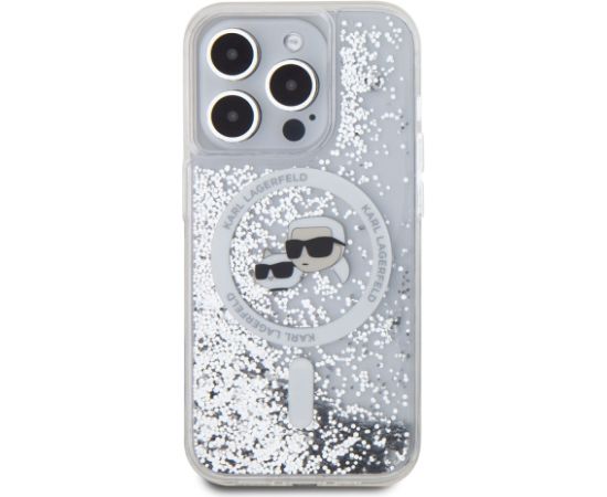 Karl Lagerfeld Liquid Glitter Karl and Choupette Heads MagSafe Защитный чехол для iPhone 15 Pro / прозрачный Чехлы - альтернативные