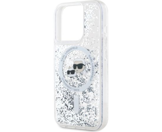 Karl Lagerfeld Liquid Glitter Karl and Choupette Heads MagSafe Защитный чехол для iPhone 15 Pro / прозрачный Чехлы - альтернативные