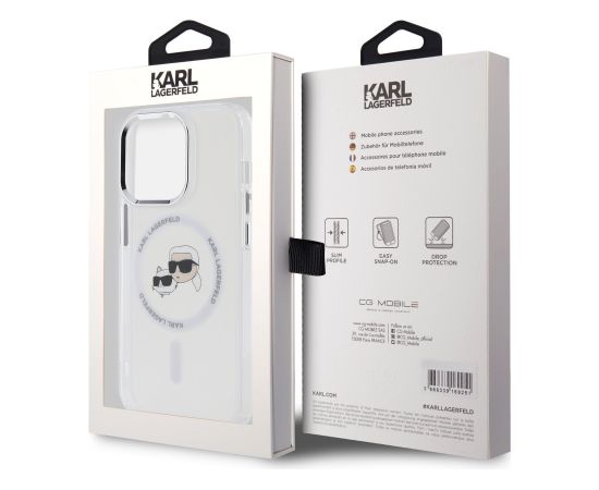 Karl Lagerfeld IML K&CH Heads Metal Frame MagSafe Case Защитный чехол для iPhone 15 Pro / прозрачный Чехлы - альтернативные