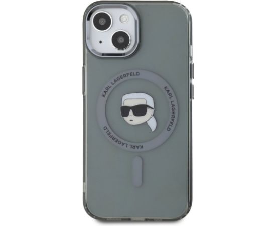 Karl Lagerfeld IML Karl Head Metal Frame MagSafe Aizsargapvalks priekš iPhone 15 / melns Neoriģinālie Maciņi