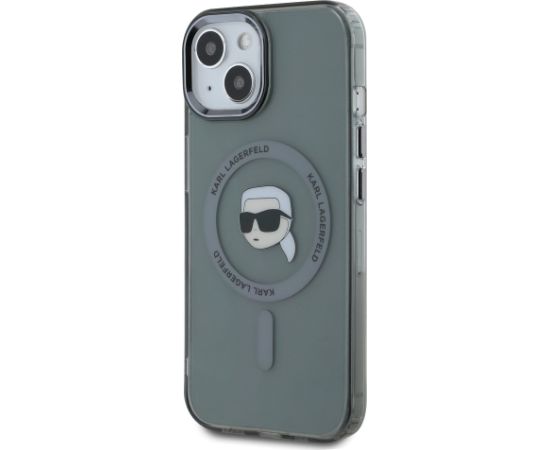 Karl Lagerfeld IML Karl Head Metal Frame MagSafe Aizsargapvalks priekš iPhone 15 / melns Neoriģinālie Maciņi