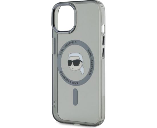 Karl Lagerfeld IML Karl Head Metal Frame MagSafe Aizsargapvalks priekš iPhone 15 / melns Neoriģinālie Maciņi