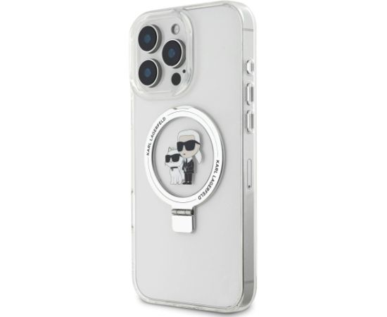 Karl Lagerfeld Ringstand Karl and Choupette MagSafe Aizsargapvalks priekš iPhone 16 Pro Max / balts Neoriģinālie Maciņi
