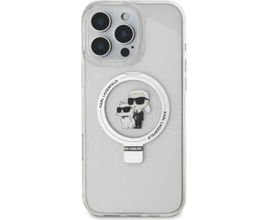 Karl Lagerfeld Ringstand Karl and Choupette MagSafe Aizsargapvalks priekš iPhone 16 Pro Max / balts Neoriģinālie Maciņi