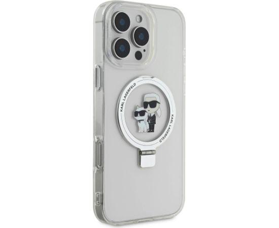 Karl Lagerfeld Ringstand Karl and Choupette MagSafe Aizsargapvalks priekš iPhone 16 Pro Max / balts Neoriģinālie Maciņi