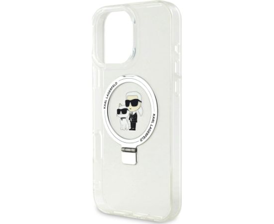 Karl Lagerfeld Ringstand Karl and Choupette MagSafe Aizsargapvalks priekš iPhone 16 Pro Max / balts Neoriģinālie Maciņi