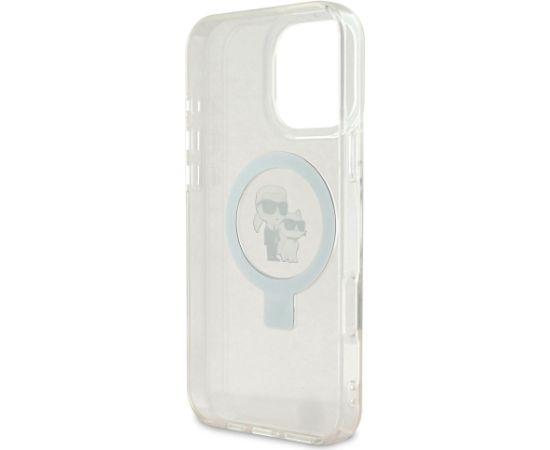 Karl Lagerfeld Ringstand Karl and Choupette MagSafe Aizsargapvalks priekš iPhone 16 Pro Max / balts Neoriģinālie Maciņi