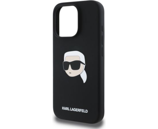 Karl Lagerfeld Liquid Silicone Karl Head MagSafe Case Aizsargapvalks priekš iPhone 16 Pro / melns Neoriģinālie Maciņi