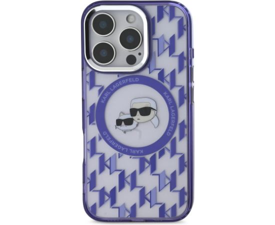 Karl Lagerfeld IML Monogram K&CH Heads MagSafe Case Aizsargapvalks priekš iPhone 16 Pro Max / violets Neoriģinālie Maciņi