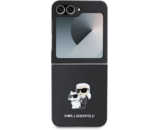 Karl Lagerfeld PU Saffiano Karl and Choupette Case Aizsargapvalks priekš Samsung Galaxy Z Flip 6/7 FE / melns Neoriģinālie Maciņi