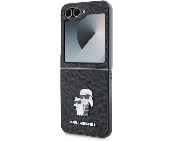 Karl Lagerfeld PU Saffiano Karl and Choupette Case Aizsargapvalks priekš Samsung Galaxy Z Flip 6/7 FE / melns Neoriģinālie Maciņi