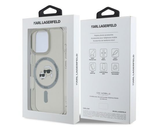 Karl Lagerfeld IML K&CH Heads Metal Frame MagSafe Case Aizsargapvalks priekš iPhone 16 Pro Max / melns Neoriģinālie Maciņi