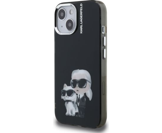 Karl Lagerfeld IML Aquarelle Karl and Choupette Aizsargapvalks priekš iPhone 15 / melns Neoriģinālie Maciņi
