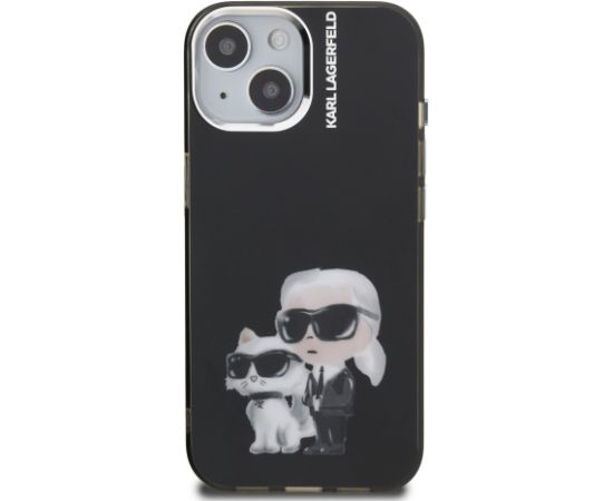 Karl Lagerfeld IML Aquarelle Karl and Choupette Aizsargapvalks priekš iPhone 15 / melns Neoriģinālie Maciņi