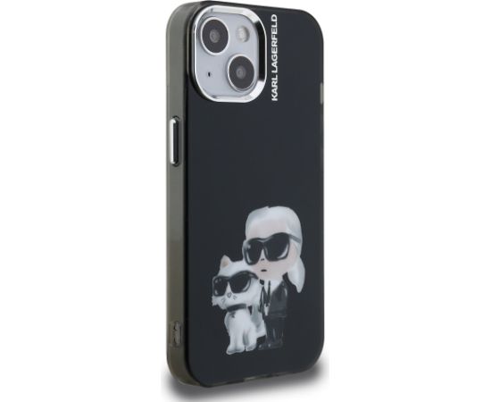 Karl Lagerfeld IML Aquarelle Karl and Choupette Aizsargapvalks priekš iPhone 15 / melns Neoriģinālie Maciņi