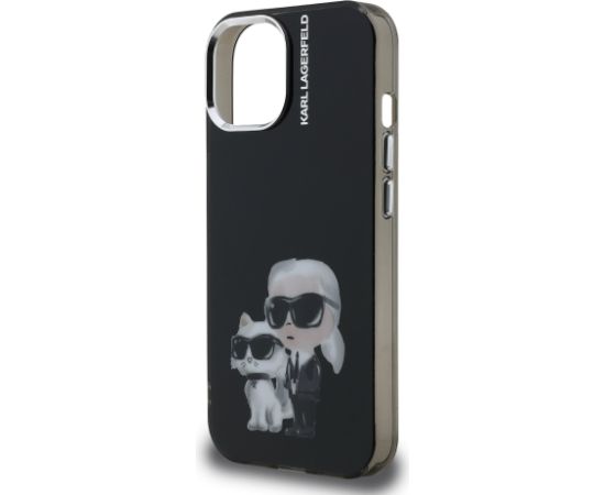 Karl Lagerfeld IML Aquarelle Karl and Choupette Aizsargapvalks priekš iPhone 15 / melns Neoriģinālie Maciņi