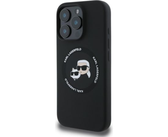 Karl Lagerfeld Liquid Silicone K&CH Heads MagSafe Case Aizsargapvalks priekš iPhone 16 Pro Max / melns Neoriģinālie Maciņi