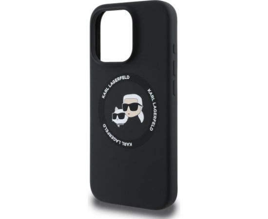 Karl Lagerfeld Liquid Silicone K&CH Heads MagSafe Case Aizsargapvalks priekš iPhone 16 Pro Max / melns Neoriģinālie Maciņi