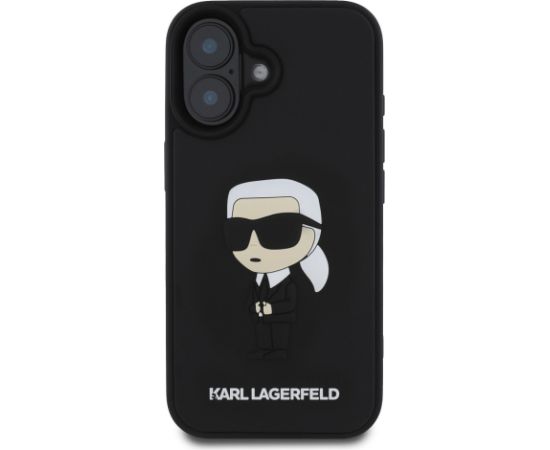 Karl Lagerfeld 3D Rubber Ikonik Case Aizsargapvalks priekš iPhone 16 / melns Neoriģinālie Maciņi