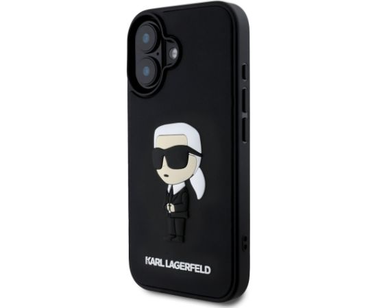 Karl Lagerfeld 3D Rubber Ikonik Case Aizsargapvalks priekš iPhone 16 / melns Neoriģinālie Maciņi