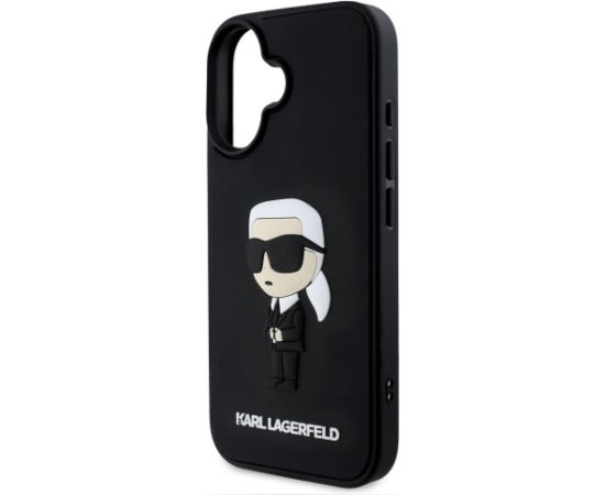 Karl Lagerfeld 3D Rubber Ikonik Case Aizsargapvalks priekš iPhone 16 / melns Neoriģinālie Maciņi