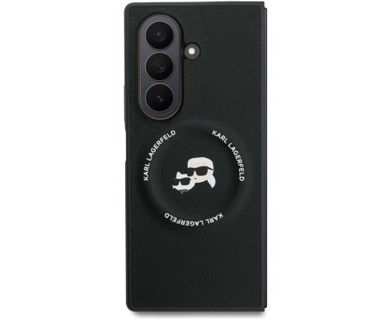 Karl Lagerfeld PU Karl and Choupette Heads Magnetic Case Magnētiskais aizsargapvalks priekš Samsung Galaxy Z Fold 7 / melns Neoriģinālie Maciņi