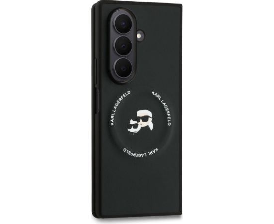 Karl Lagerfeld PU Karl and Choupette Heads Magnetic Case Magnētiskais aizsargapvalks priekš Samsung Galaxy Z Fold 7 / melns Neoriģinālie Maciņi