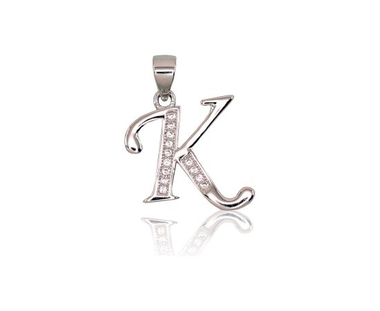 Sudraba kulons #2301615(PRh-Gr)_CZ, Sudrabs 925°, rodijs (pārklājums), Cirkoni, 1.9 gr. Burti