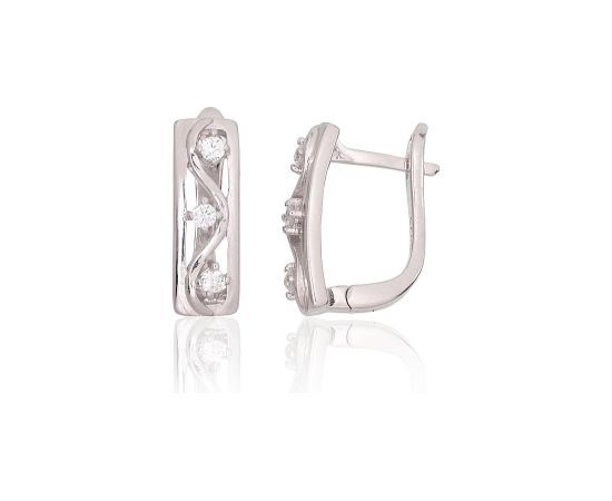 Sudraba auskari ar 'angļu' slēdzēju #2204230(PRh-Gr)_CZ, Sudrabs 925°, rodijs (pārklājums), Cirkoni, 3.4 gr. Ar "angļu" slēdzēju