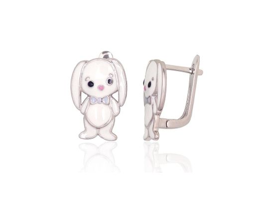 Sudraba auskari ar 'angļu' slēdzēju #2204174(PRh-Gr)_ML-MIX, Sudrabs 925°, rodijs (pārklājums), Juvelieru emalja, 2.6 gr. Ar "angļu" slēdzēju