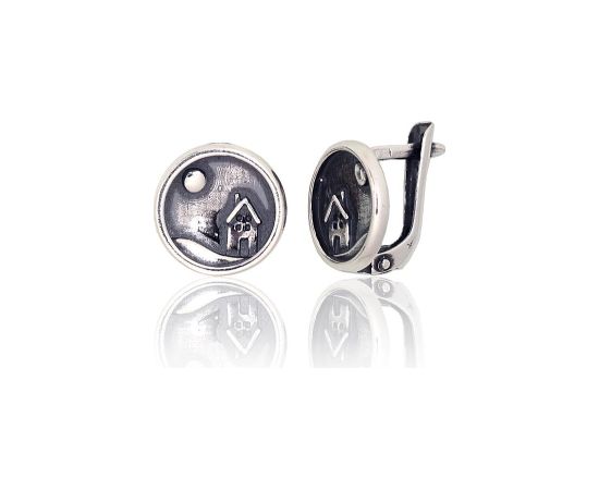 Sudraba auskari ar 'angļu' slēdzēju #2203824(POx-Bk), Sudrabs 925°, oksids (pārklājums), 2.7 gr. Ar "angļu" slēdzēju