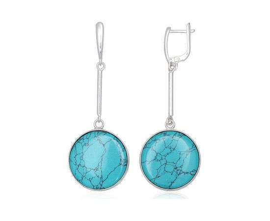 Sudraba auskari ar 'angļu' slēdzēju #2203783_TRX, Sudrabs 925°, Tirkīzs (Imitācija), 9.6 gr. Ar "angļu" slēdzēju