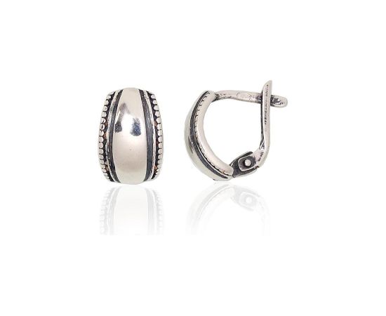 Sudraba auskari ar 'angļu' slēdzēju #2203637(POx-Bk), Sudrabs 925°, oksids (pārklājums), 2.3 gr. Ar "angļu" slēdzēju