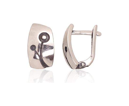 Sudraba auskari ar 'angļu' slēdzēju #2203625(POx-Bk), Sudrabs 925°, oksids (pārklājums), 2.9 gr. Ar "angļu" slēdzēju