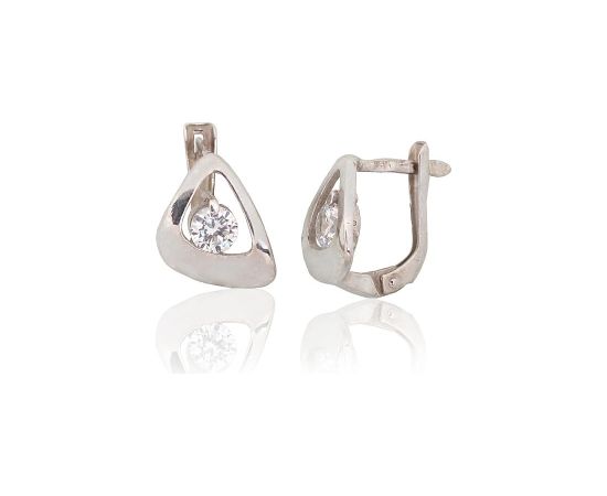 Sudraba auskari ar 'angļu' slēdzēju #2203227(PRh-Gr)_CZ, Sudrabs 925°, rodijs (pārklājums), Cirkoni, 3 gr. Ar "angļu" slēdzēju