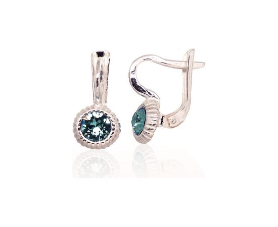 Sudraba auskari ar 'angļu' slēdzēju #2203210_SV-AQ, Sudrabs 925°, Kristāli, 2.2 gr. Ar "angļu" slēdzēju