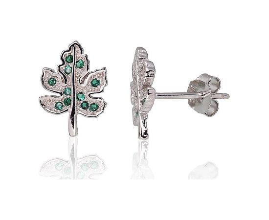 Sudraba auskari-puseti #2202969(PRh-Gr)_CZ-DG, Sudrabs 925°, rodijs (pārklājums), Cirkoni, 1.5 gr. Puseti