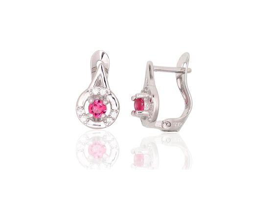 Sudraba auskari ar 'angļu' slēdzēju #2200789(PRh-Gr)_CZ+CZ-RO, Sudrabs 925°, rodijs (pārklājums), Cirkoni, 1.2 gr. Ar "angļu" slēdzēju