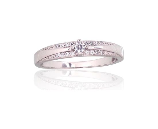 Sudraba gredzens #2101810(PRh-Gr)_CZ, Sudrabs 925°, rodijs (pārklājums), Cirkoni, Izmērs: 16.5, 2 gr. Saderināšanās gredzeni