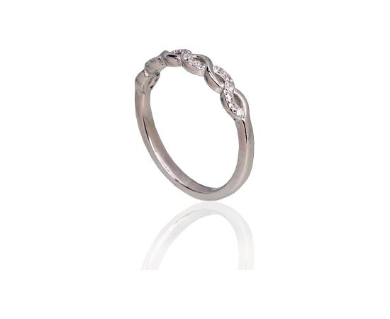 Sudraba gredzens #2101801(PRh-Gr)_CZ, Sudrabs 925°, rodijs (pārklājums), Cirkoni, Izmērs: 18, 1.8 gr. Sieviešu