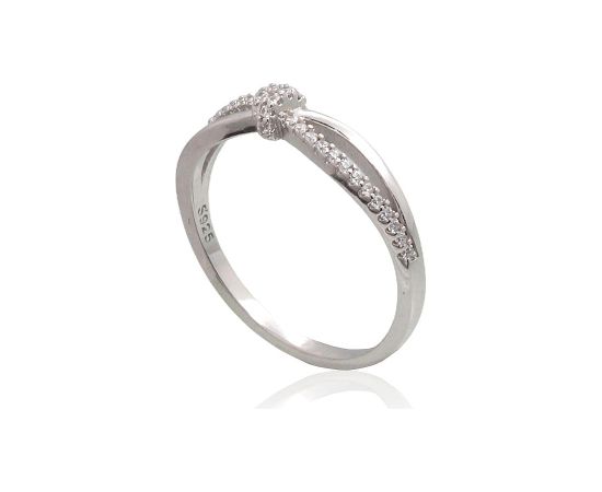 Sudraba gredzens #2101800(PRh-Gr)_CZ, Sudrabs 925°, rodijs (pārklājums), Cirkoni, Izmērs: 17.5, 1.4 gr. Sieviešu