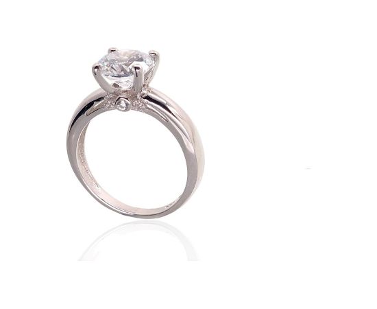 Sudraba gredzens #2101718(PRh-Gr)_CZ, Sudrabs 925°, rodijs (pārklājums), Cirkoni, Izmērs: 19, 3.2 gr. Saderināšanās gredzeni