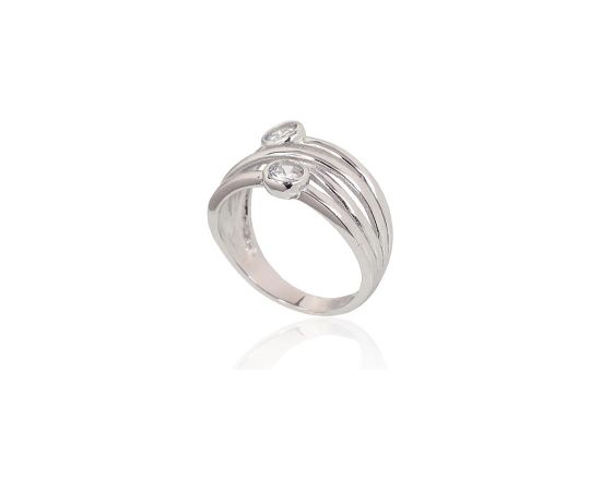 Sudraba gredzens #2101635(PRh-Gr)_CZ, Sudrabs 925°, rodijs (pārklājums), Cirkoni, Izmērs: 19, 4 gr. Sieviešu