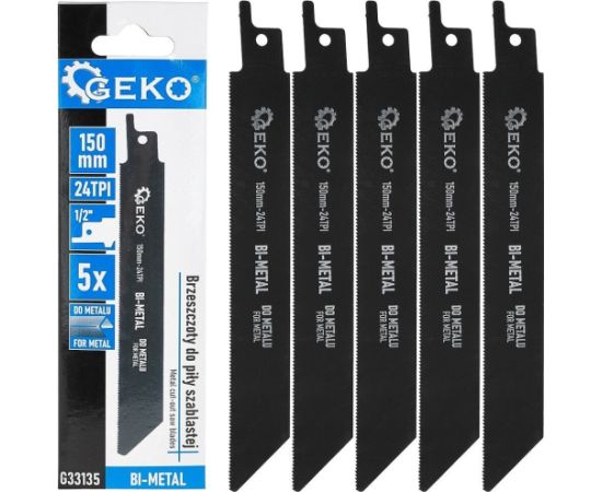Geko Brzeszczoty bi-metal do piły szablastej do metalu 150mm 24TPI 5el. (80) Jaunumi -Dārzam