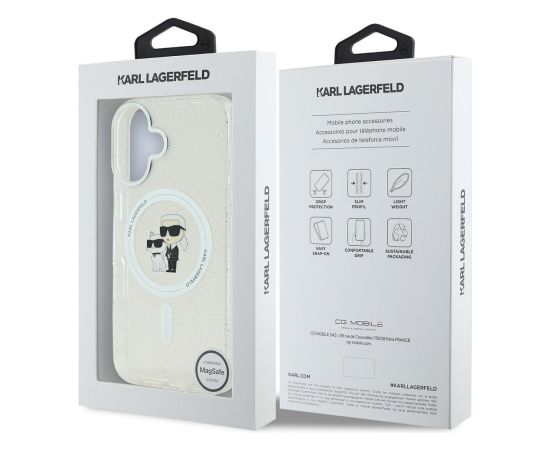 Karl Lagerfeld IML Glitter Karl and Choupette MagSafe Case Защитный чехол для iPhone 16 / прозрачный Чехлы - альтернативные